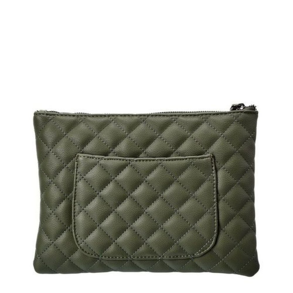 NWT KC Jagger Vegan Caviar Leather Quilted Pouch Set Green - Picture 5 of 5